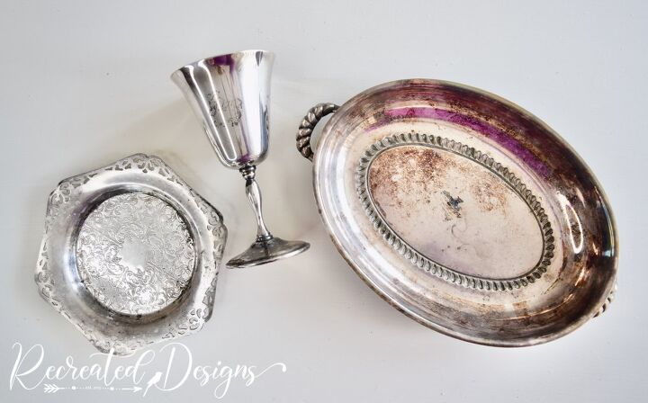 turn vintage silver plate into a beautiful tiered tray