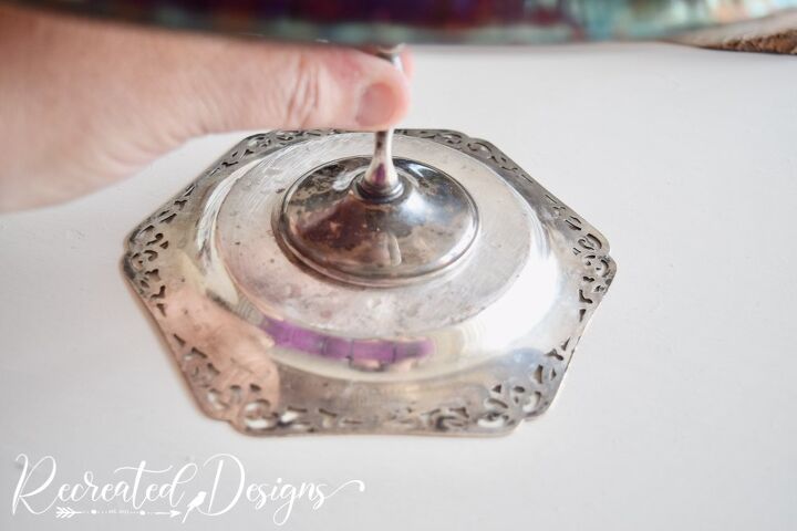 turn vintage silver plate into a beautiful tiered tray