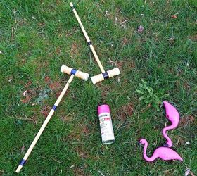 Instead of simply standing plastic flamingos in her garden, she uses them in a wonderful way