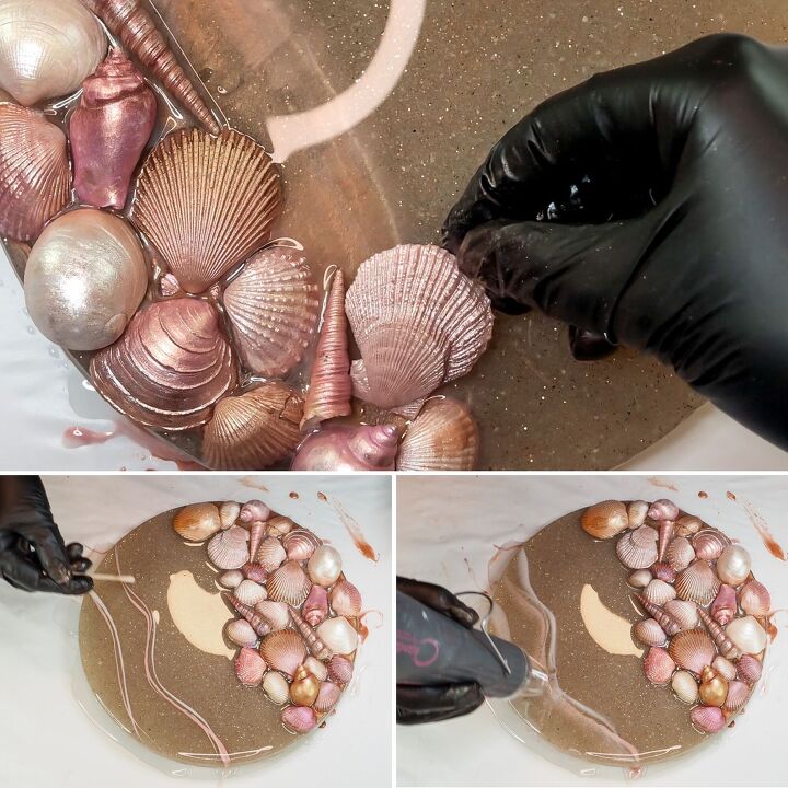 conchas marinas y ocano de resina