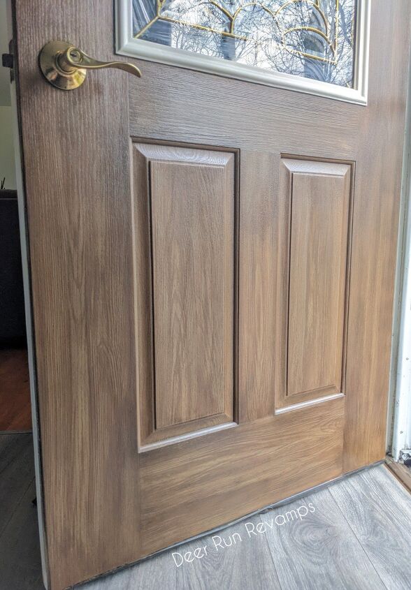 cambio de imagen de la puerta delantera usando madera lquida de la madera aburrida