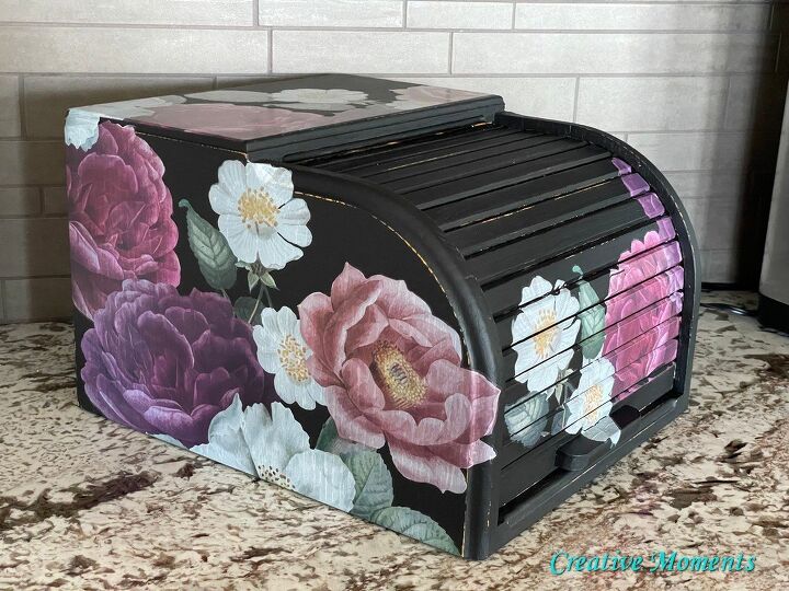 caja de pan floral negra bold