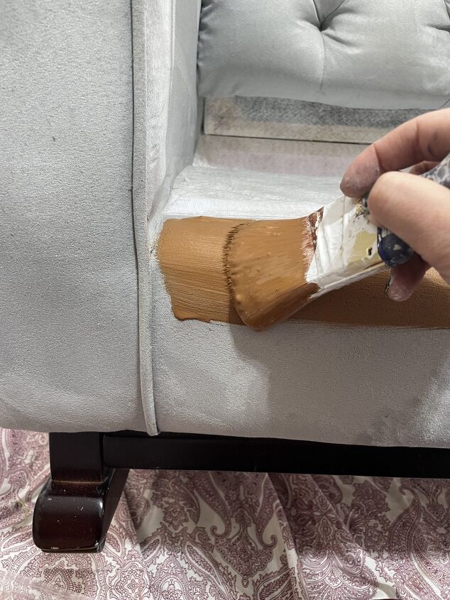 how to paint a fabric chair to look like leather