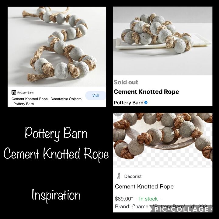 pottery barn inspired knotted cement rope