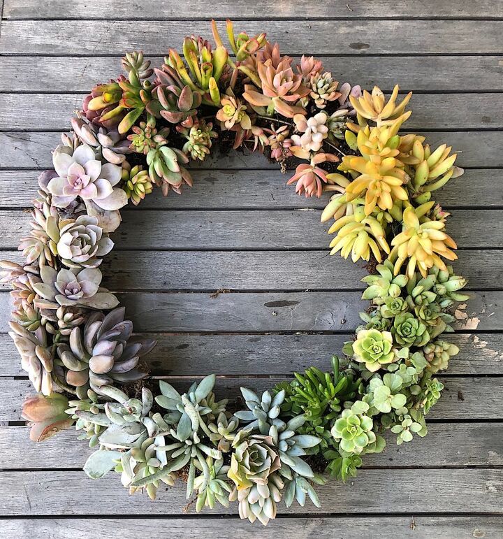 how to make a peony floral wreath, How to Make a Succulent Wreath