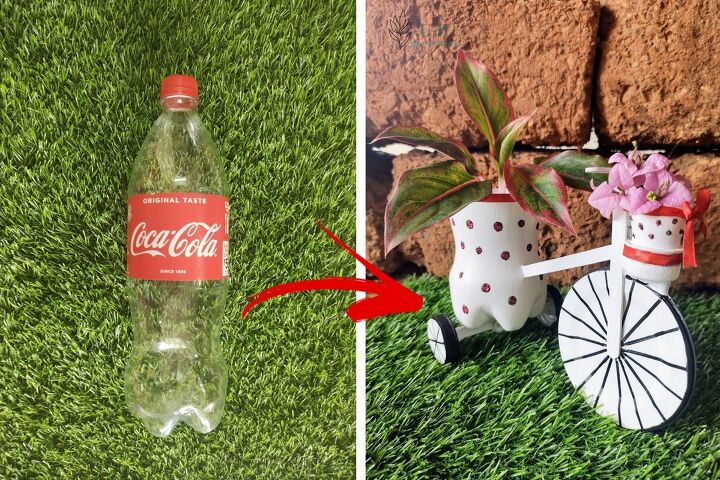 Upcycled Plastic Bottle Garden Decor Idea