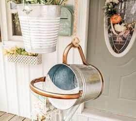 how to make a cute farmhouse pulley hanging bucket planter, How to make a pulley bucket planter