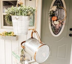 how to make a cute farmhouse pulley hanging bucket planter, DIY hanging bucket planter