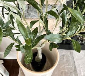 how to style a faux olive tree, You can see here how much room there is inside the crock with just the tree inside it