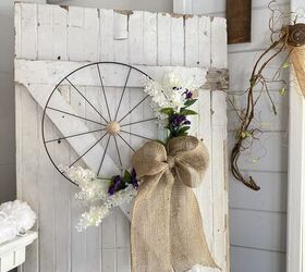 DIY Dollar Tree Spring Wagon Wheel Wreath