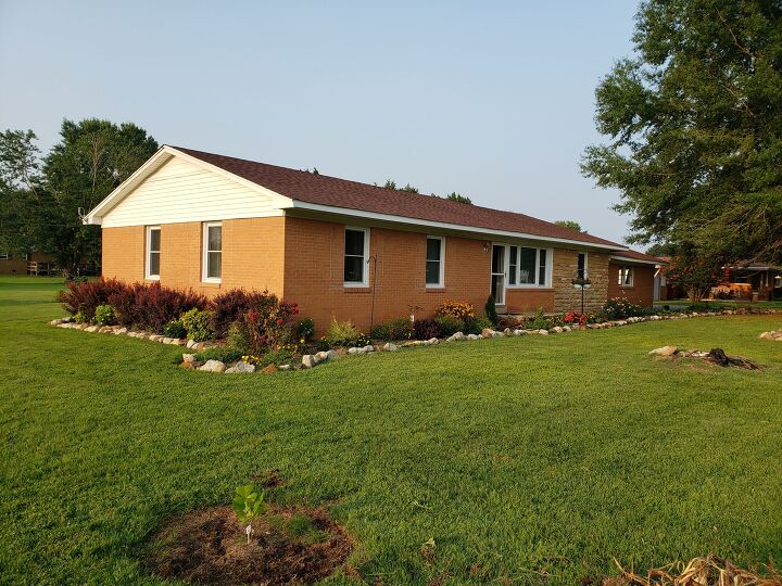 update for orange brick house with brown roof