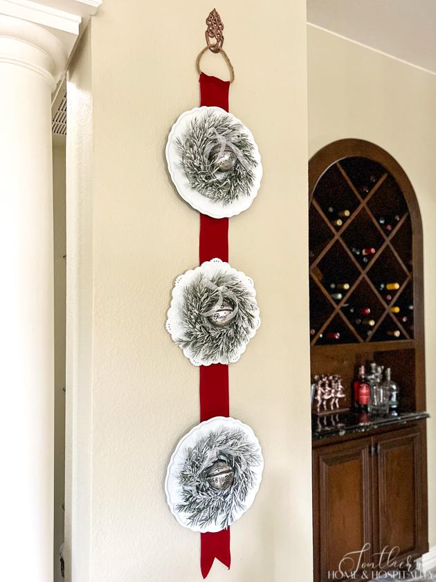 artesanato de natal coroa de flores tripla para decorar a parede