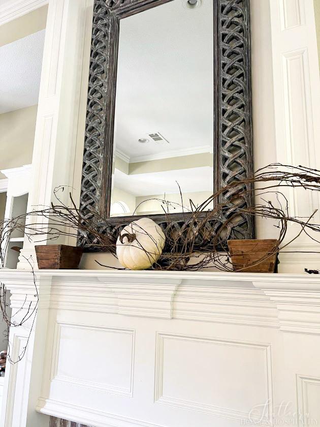neutral and natural fall fireplace mantel