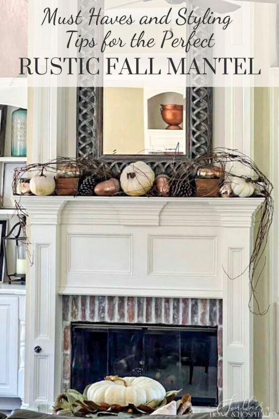 neutral and natural fall fireplace mantel, Pin it for later