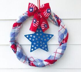 DIY Americana scarf wreath craft
