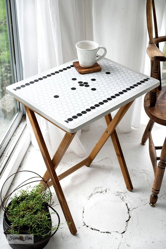 from grubby tv tray to a classic penny tile coffee adventure
