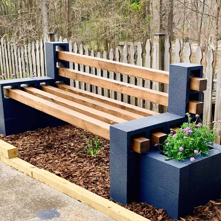 diy cinder block bench cute outdoor seating