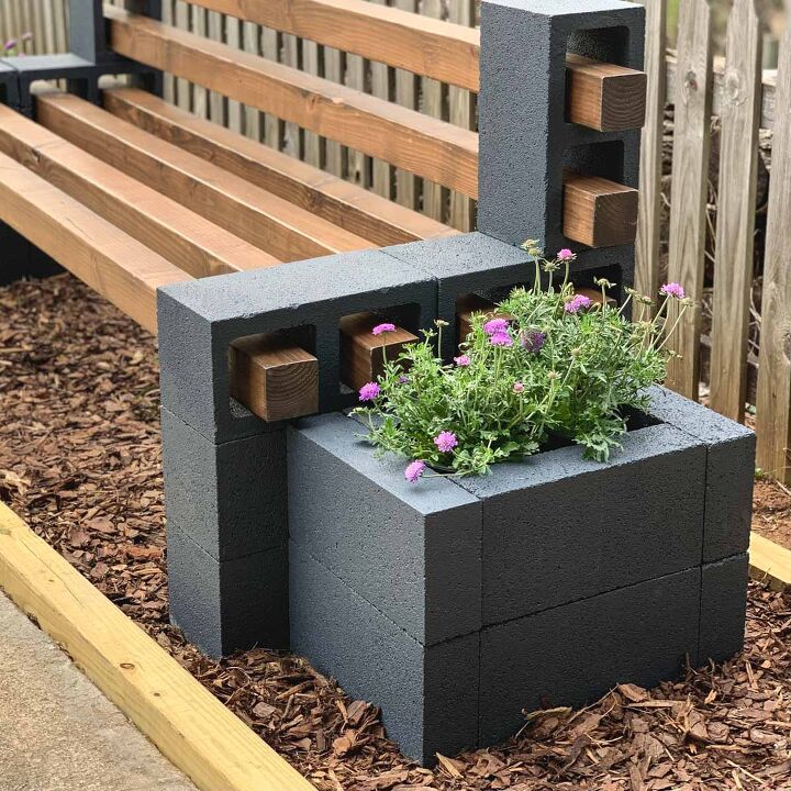 banco de blocos de concreto diy assentos bonitos ao ar livre