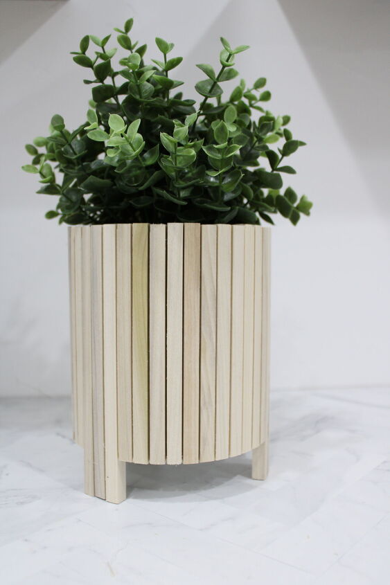 fluted wood plant pot upcycled diy project