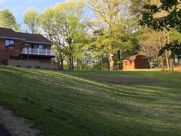 landscape area in front of low retaining wall