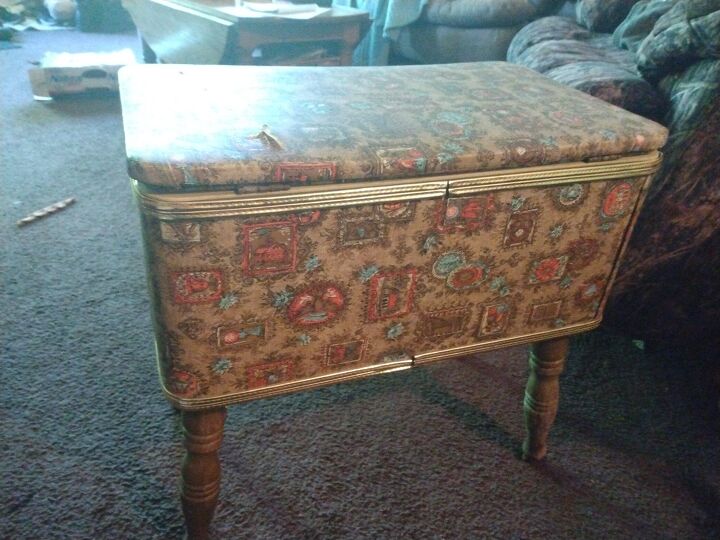 how do i update this vintage burlington sewing box bench
