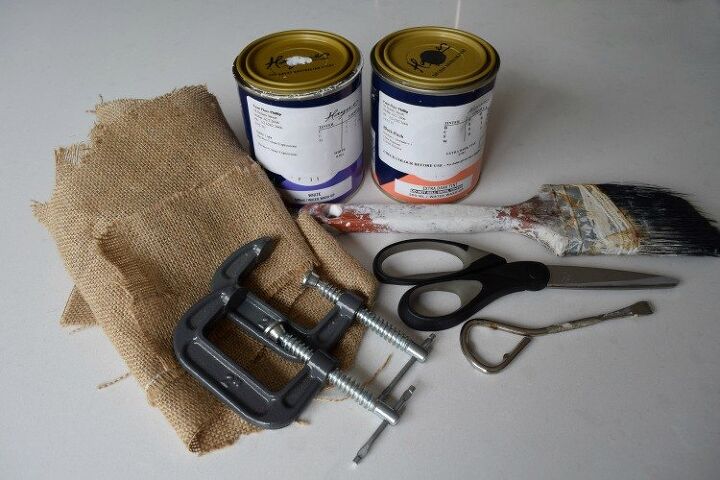 use scraps of hessian to make an abstract artwork, Some of the items you will need