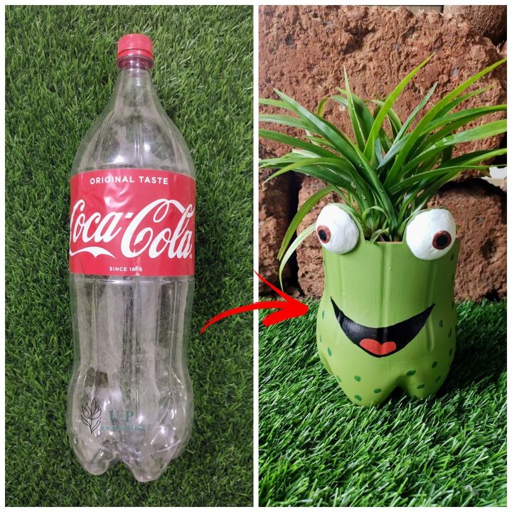 diy frog planter using plastic bottle