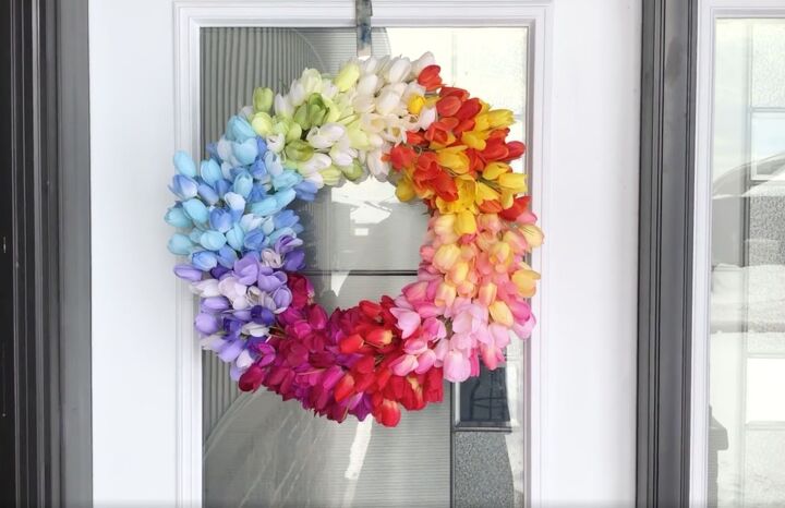 9 diy valentine s flower ideas for a thoughtful homemade gift, 6 Rainbow tulip wreath