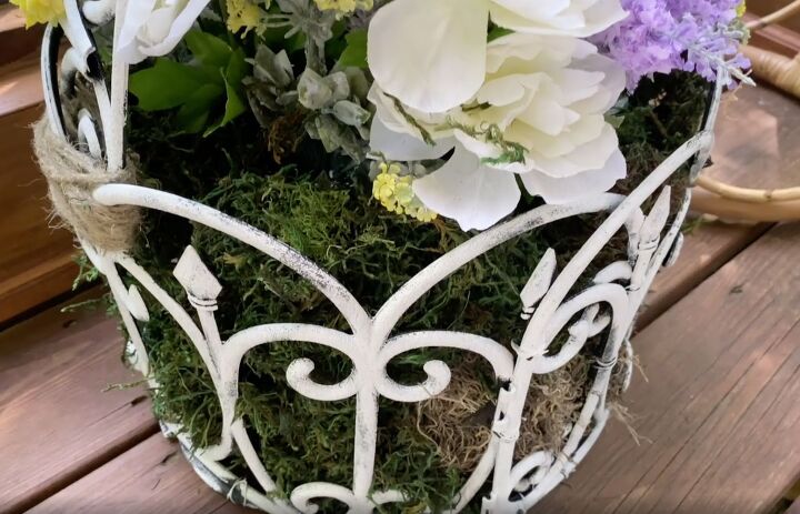 how to make the cutest outdoor dollar tree fence basket, Flower basket DIY