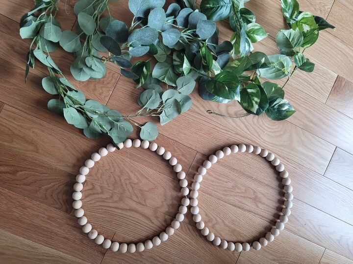 how i made wood beaded wreaths for my front door