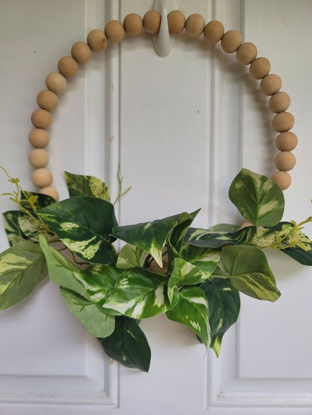 how i made wood beaded wreaths for my front door