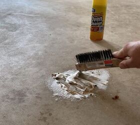 Spray oven cleaner on your concrete floors for this seriously beautiful update