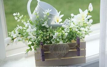  Caixa de madeira DIY com flores e mini regador
