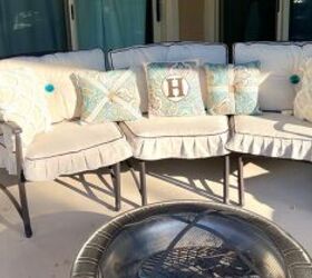 recover ruined outdoor patio cushions with drop cloths