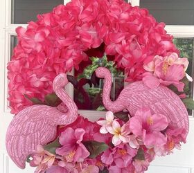 10 home diy projects that use pantone s color of the year for 2023, 2 Flamingo wreath