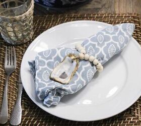 Wooden Bead Napkin Rings With Oyster Shell