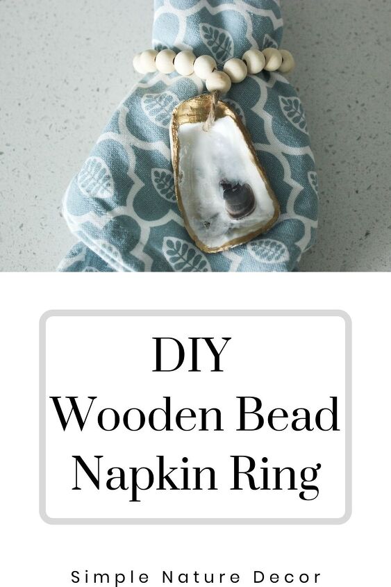 wooden bead napkin rings with oyster shell