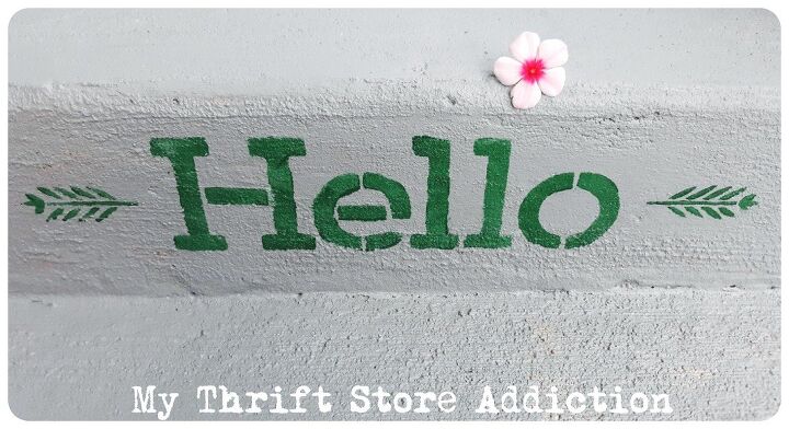 simple stenciled porch step for a quick summer refresh, After Simple stenciled porch greeting