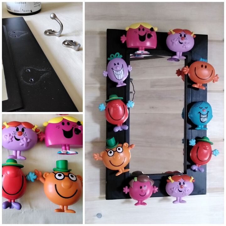creating a children s styled mirror using upcycled toys, Before and After