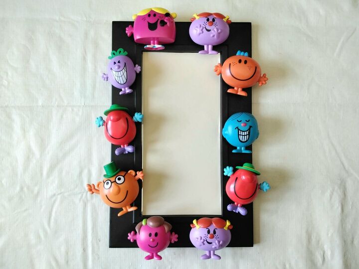 creating a children s styled mirror using upcycled toys, Completed Look