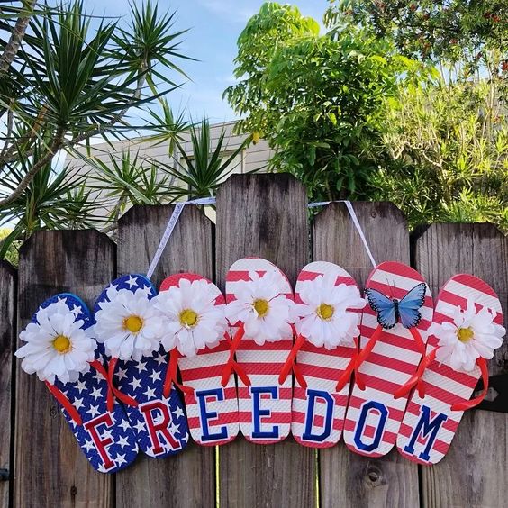 dollar tree upcycled flip flop freedom sign