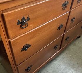 She could have painted this old, orangey dresser, but we love the trendy flip she went with instead