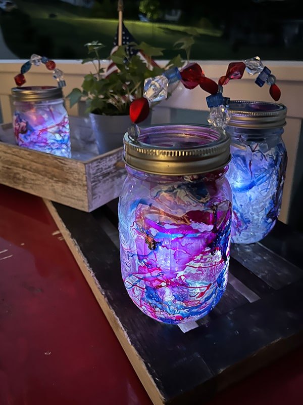 marbled solar mason jar lights