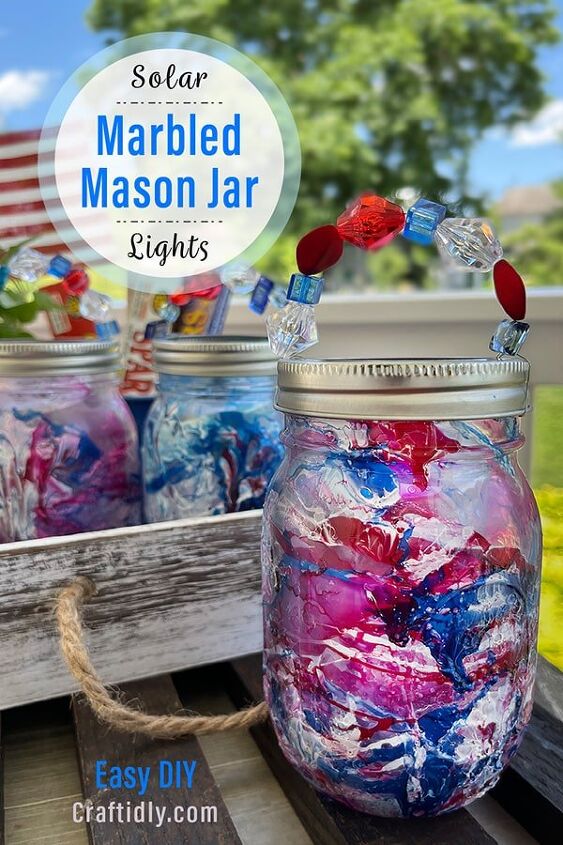 marbled solar mason jar lights