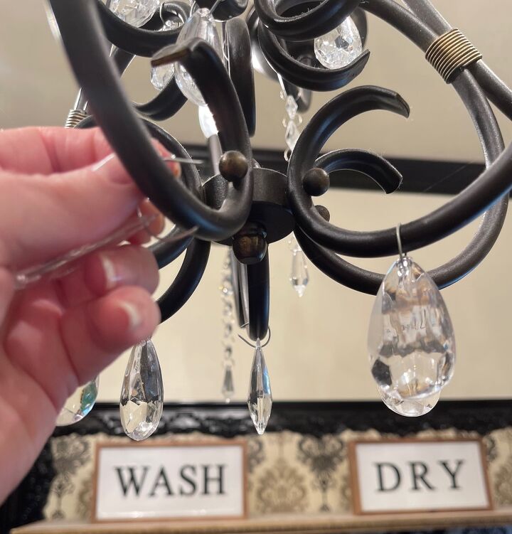 laundry room chandelier makeover