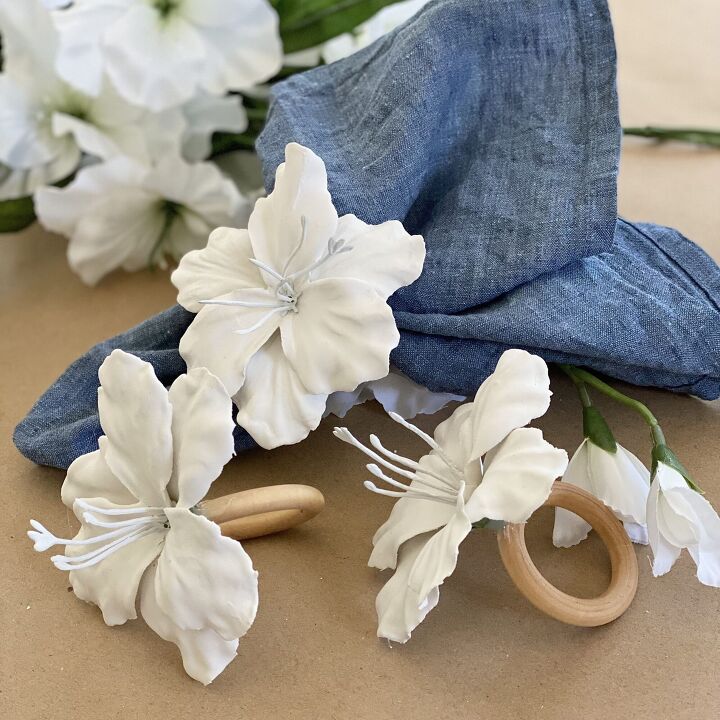 plaster of paris floral napkin rings