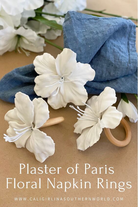 anillos de servilletas florales de yeso de pars