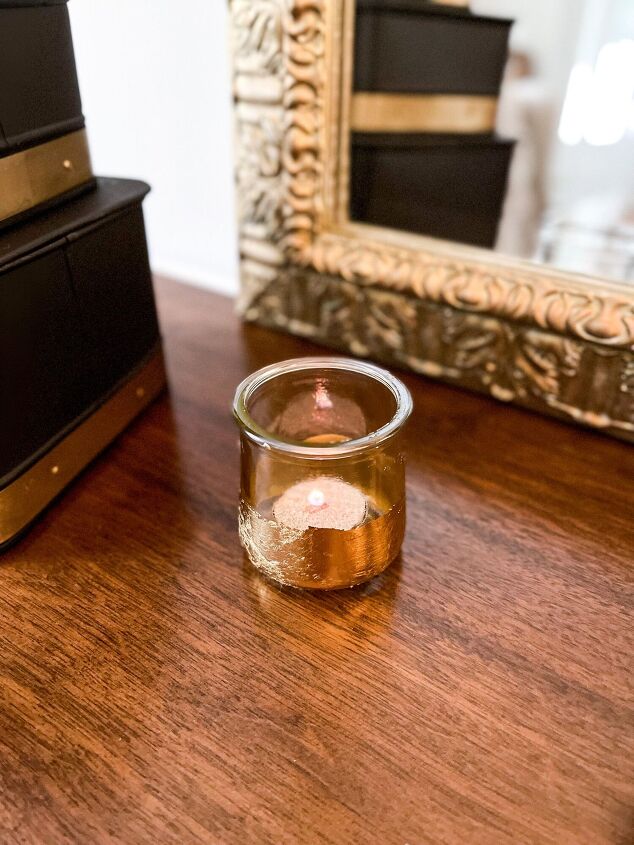 how to make beautiful gold leaf votive candle holders
