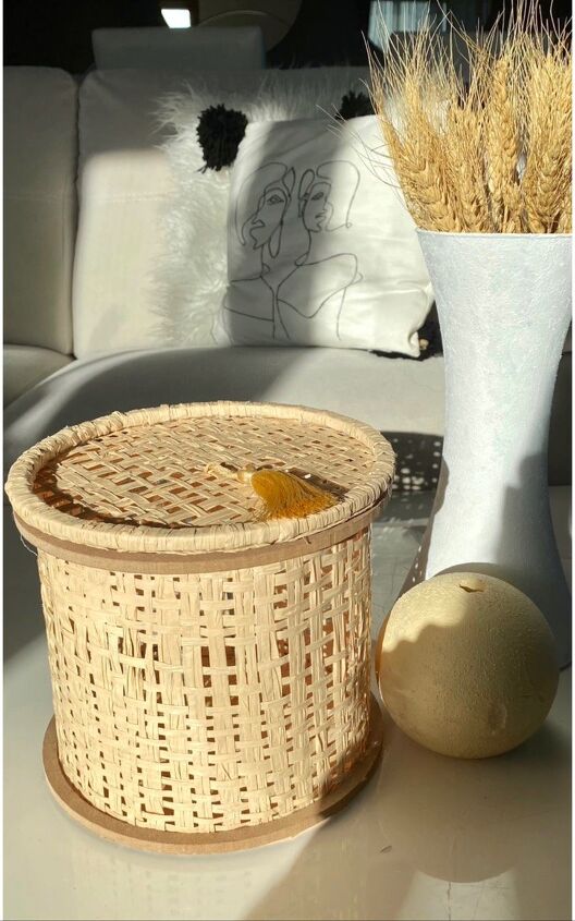handwoven raffia basket with lid