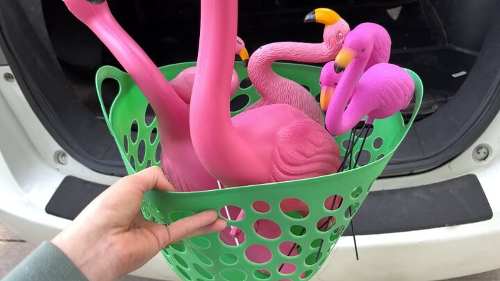 dollar store flamingo planters